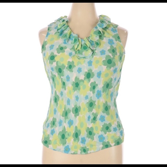 Talbots Tops - TALBOTS RUFFLE FRILLS SLEEVELESS BLOUSE 100% SILK